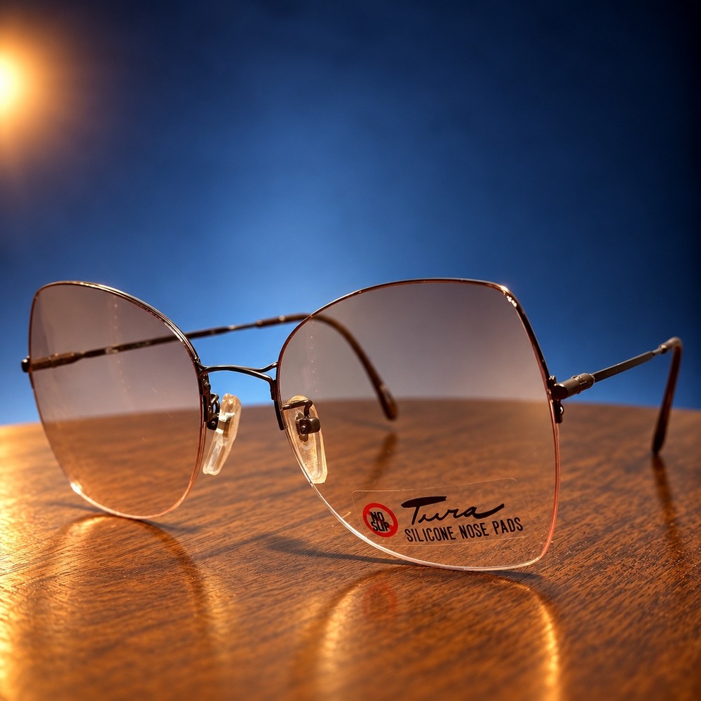 Tura Mod. 470 Half Rim Butterfly Pink Sunglass Eyewear Frame Japan Nylor 80s